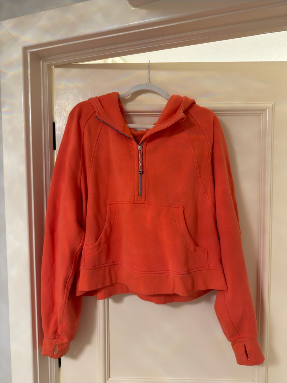 lululemon athletica Orange scuba Half-Zip Hooded Pullover